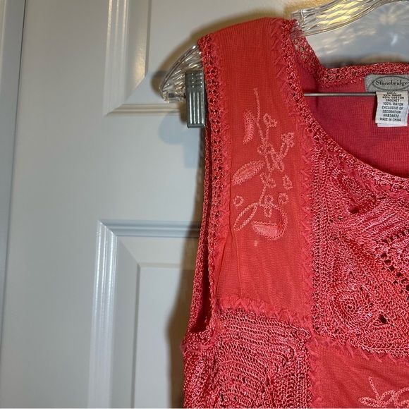 NWT Stonebridge Coral Knit Embroidered/Lace Accent Top XL - Picture 4 of 8